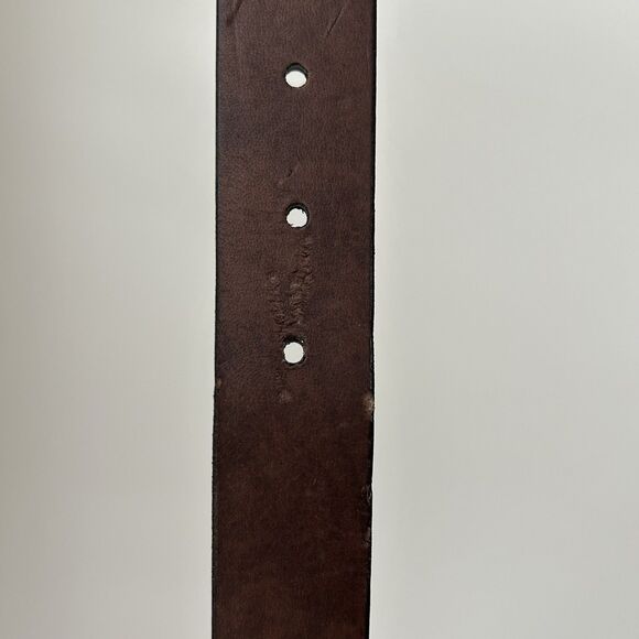 REMO TULLIANI 5173 Belt Men Sz 54 Brown Genuine Leather Solid Brass Buckle Italy - Picture 10 of 10